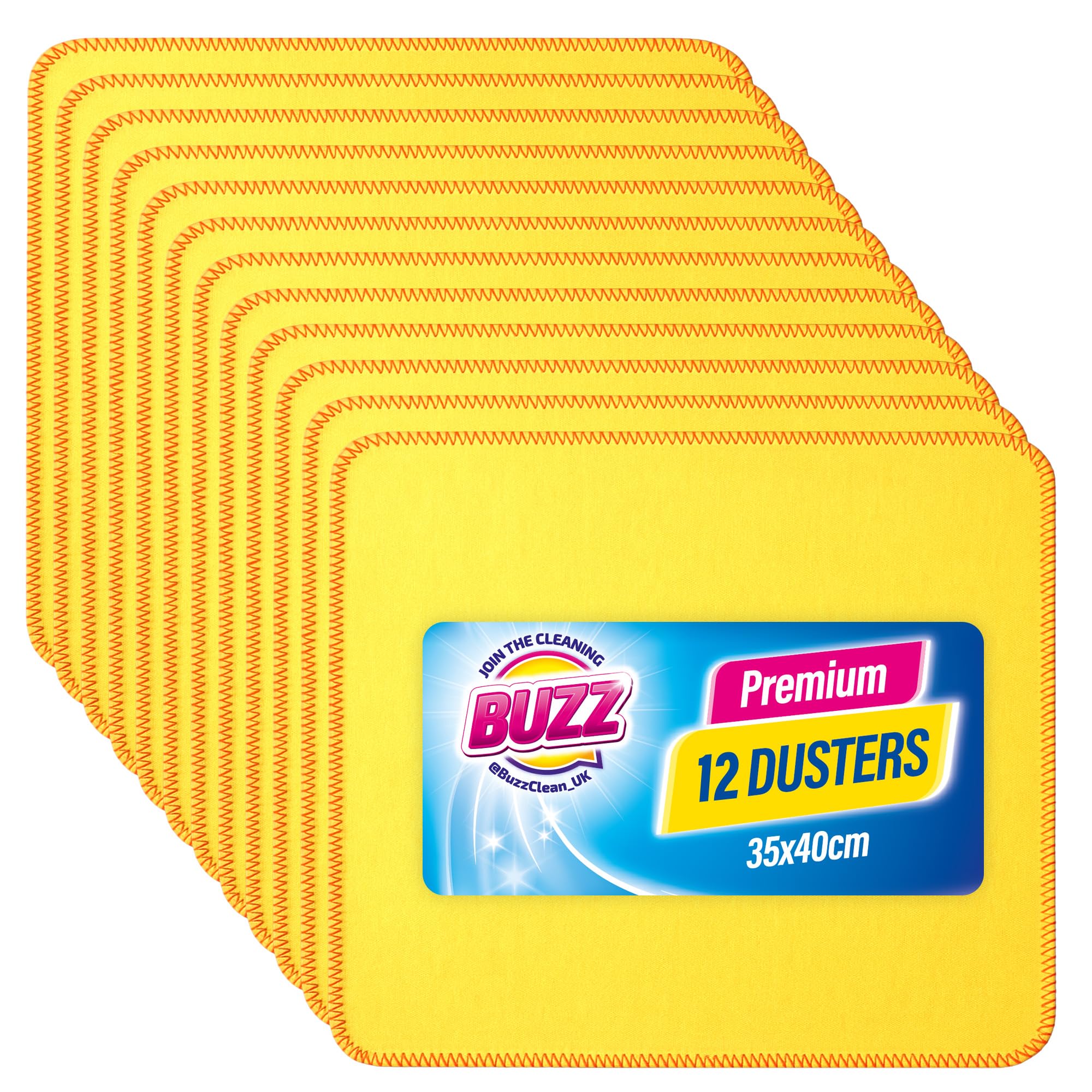 SOL Yellow Dusters | 100% Cotton Cleaning Cloths 50 x 40cm Lint Free for Oiling Wood Window Car Duster Multi Surface Cleaner Dusting Cloth Kitchen Cloth, 12 Pieces