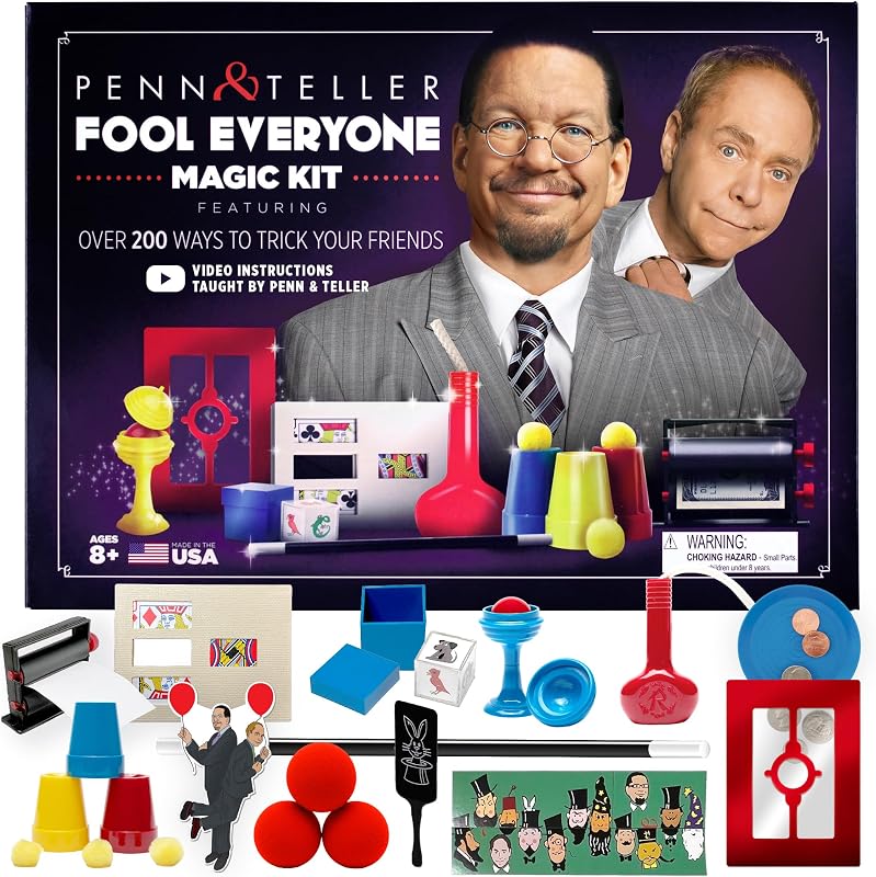 Penn & Teller Fool Everyone Magic Kit, Officially Licensed Magic Set with Video Tutorials, 200 Plus Tricks – Games for Kids 8–12, Boy Toys, 8 Year Old Girl Birthday Gift, Gifts for 10 Year Old Boys