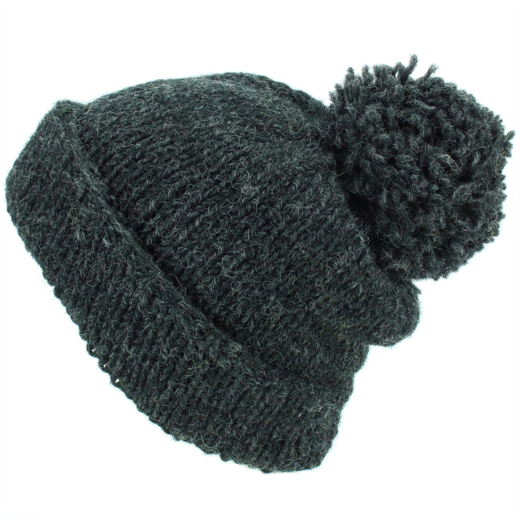 Loudelephant Unisex Charcoal Chunky Wool Knit Baggy Slouch Beanie Bobble Hat