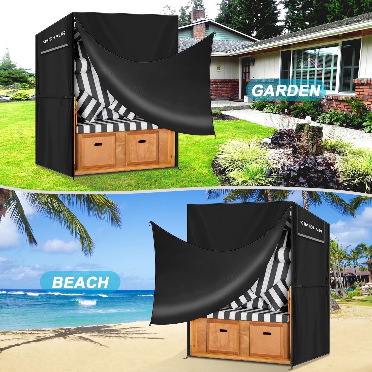 Telo Copri Sedia da Spiaggia,Copertura per Sedia da Giardino Impermeabile,Copertura per Mobili da Giardino,Tessuto Oxford 420D,Antivento,Anti-UV Copertura Protettiva per Sedie 135x100x165/150