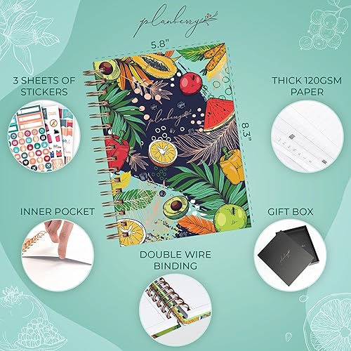 Miniatura 7 de PLANBERRY Food Journal Premium - Planificador de nutrición - Rastreador de dieta y calorías - Diario de comidas y ejercicios - Diario de pérdida de