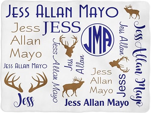 Miniatura 1 de Emily Gift Manta de ciervo – Manta personalizada para bebé – Manta de cuernos – Monograma – Monograma – Nombre monograma – Regalo de baby shower (30