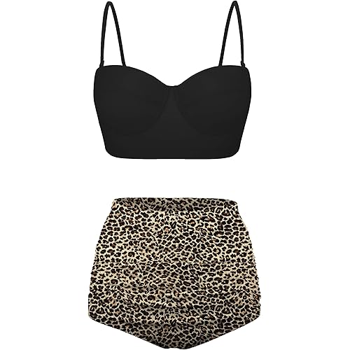 Angerella Women Vintage Polka Dot High Waisted Bathing Suits Bikini Set