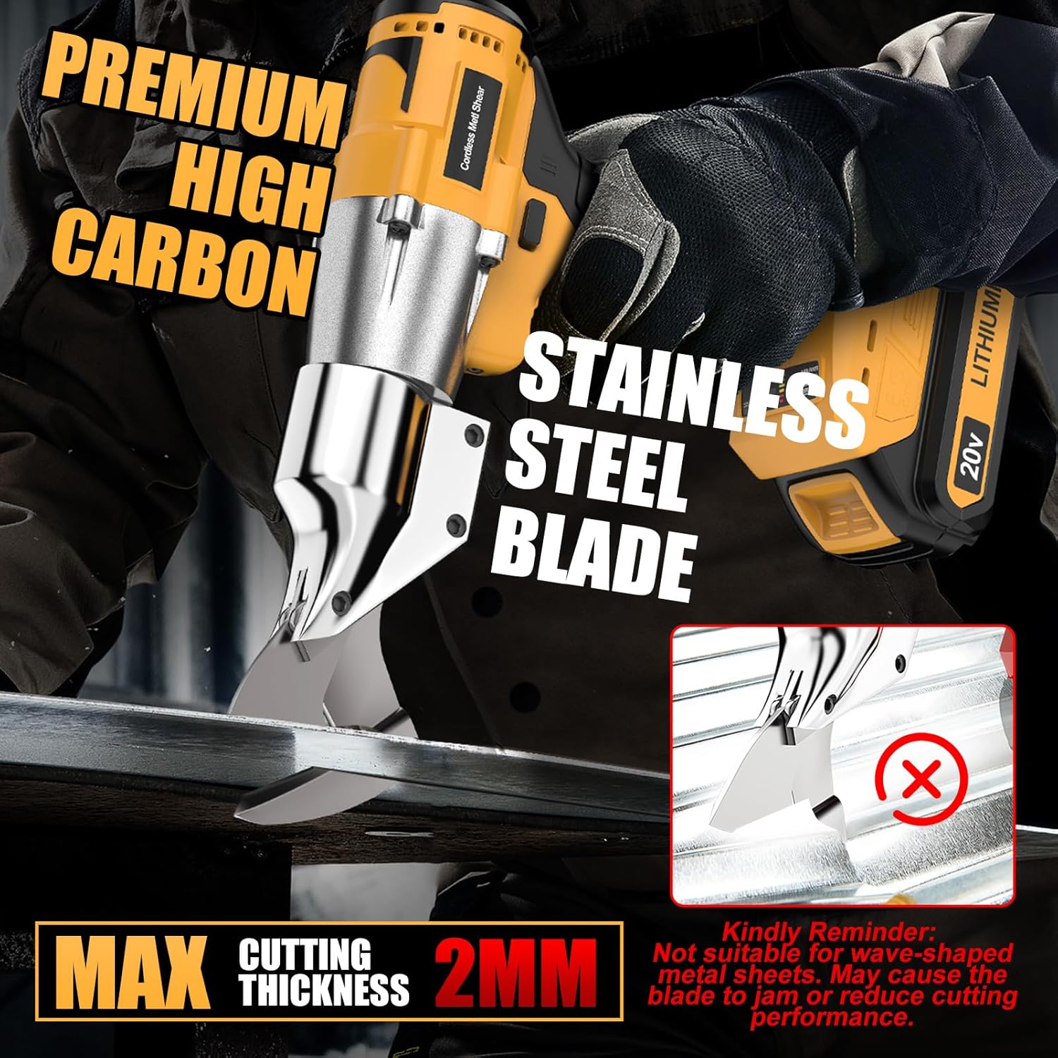 Cordless Metal Shear for De-walt 20v Max Battery, Sheet Metal Cutter with 360°Rotating Head, 221 Ft-Lbs, Brushless Electric Scissors for Cutting Stainless Sheet and Iron(Tool Only)