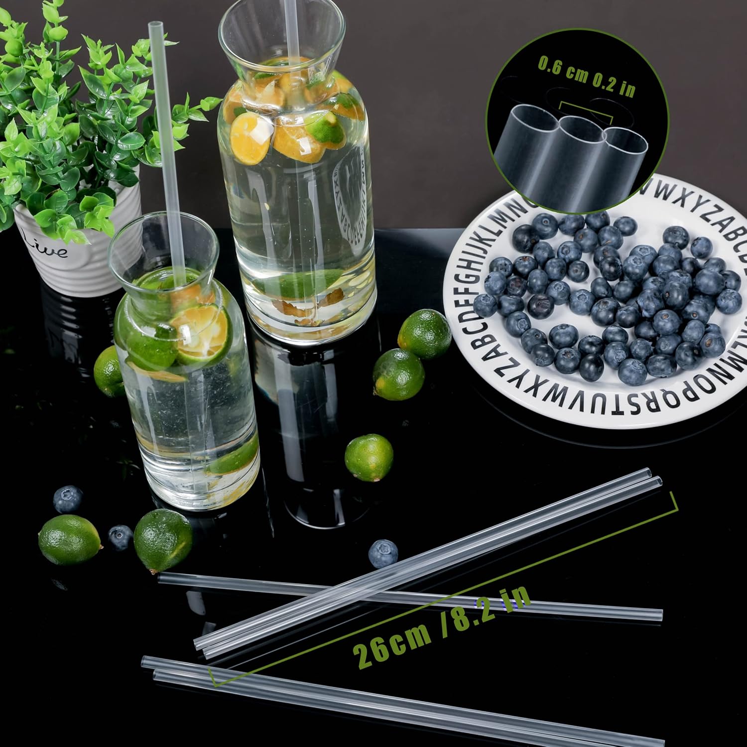 Clear Straws,200 Pcs Long Disposable Plastic Drinking Straws. (0.23''diameter and 10.2"long)-Clear : Health & Household