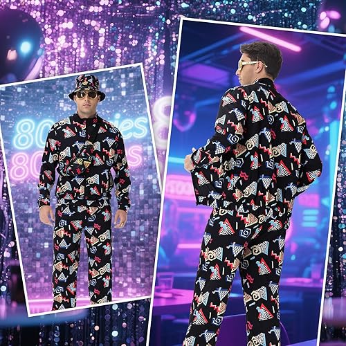 Miniatura 4 de Traje deportivo de los años 80 para hombre, disfraz de fiesta temática de los años 80 y 90, divertido disfraz de Halloween, hip-hop, ropa deportiva