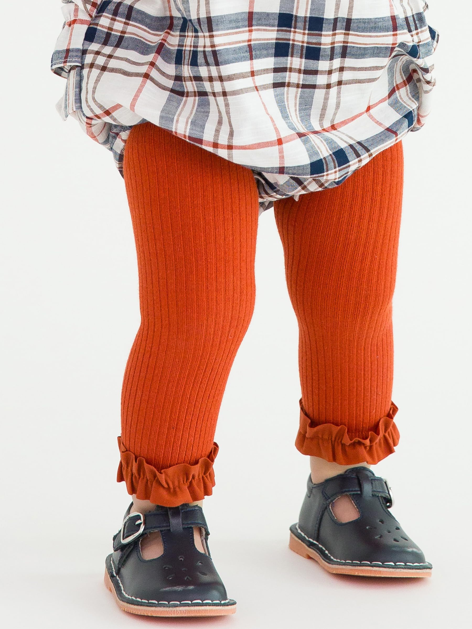 Rust Ribbed Tights Snapklik.com : RuffleButts Rust Rib Knit Footless Ruffled Tights