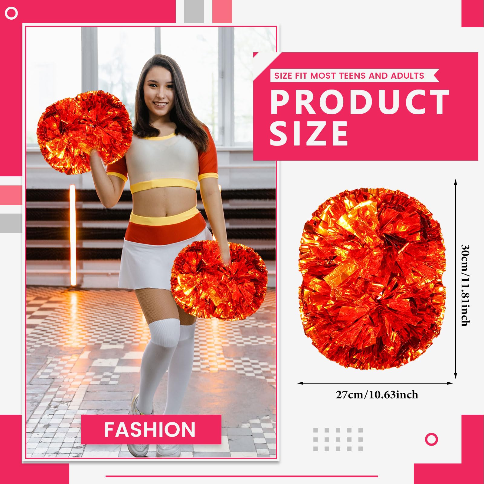 Pompony Cheer z uchwytem, ręczne pompony drużynowe cheerleaderek, do drużyny sportowej, gier duchowych, na imprezę taneczną, dla dorosłych, 10 szt. (brązowe)