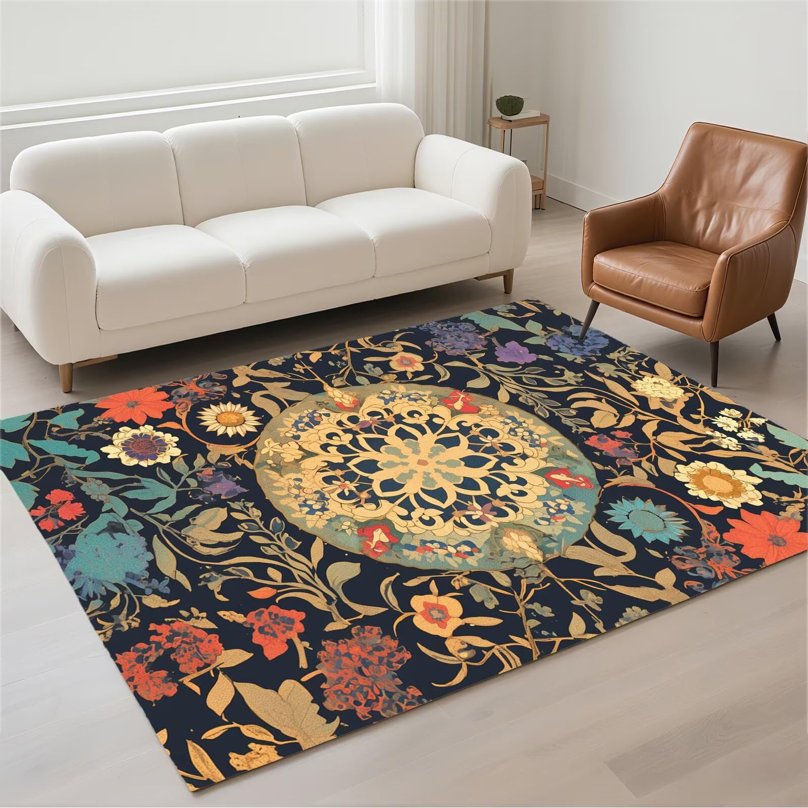 Tapis salon imperméable résistant aux taches liquide tapis lavable antidérapant