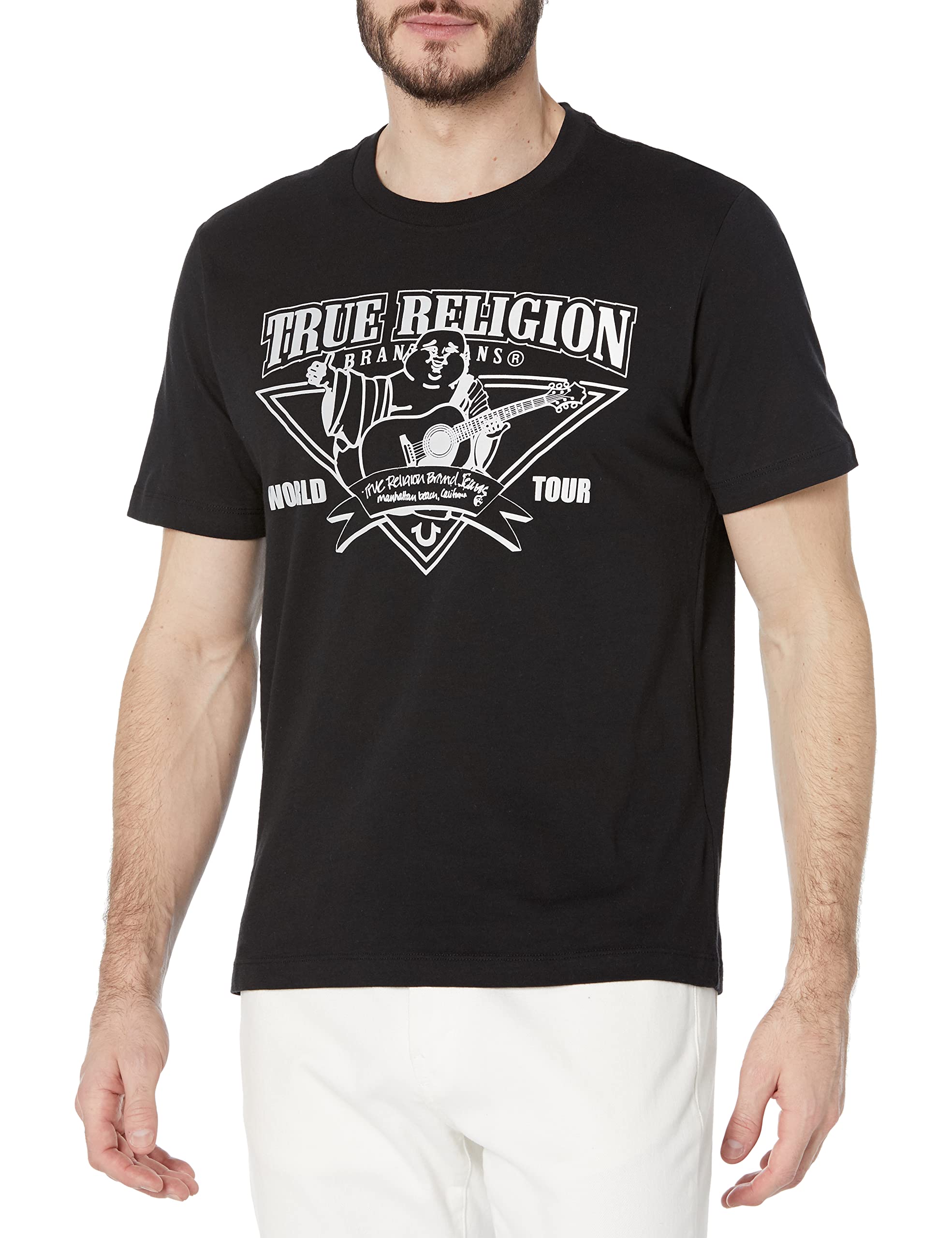 TRUE RELIGIONMen's Ss Rockin Buddha Tee, Jet Black