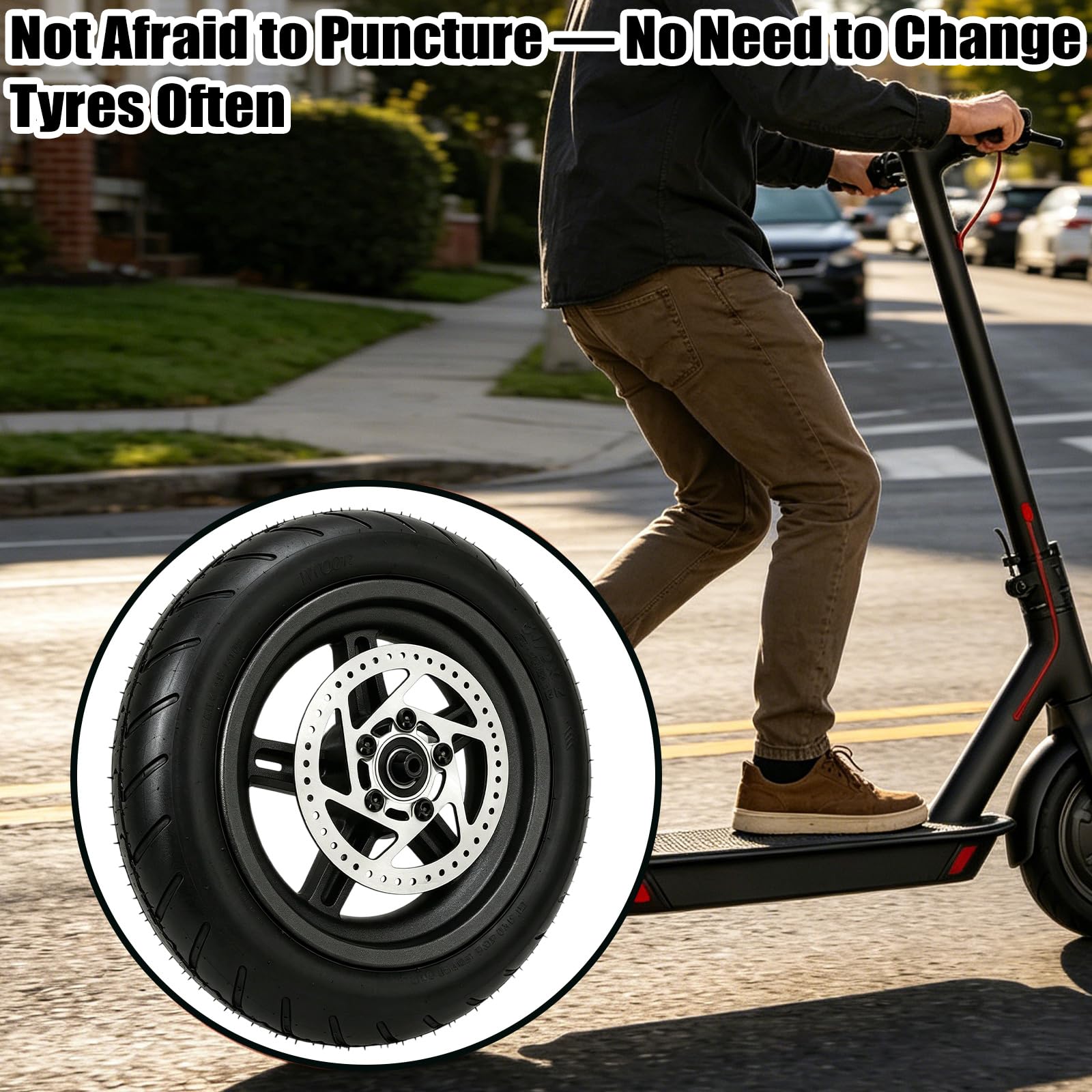 Roue arrière de trottinette électrique 8,5 pouces, pneus gonflables avec frein à disque de 110 mm, robuste et fiable, anti-crevaison et résistant à l'abrasion pour Xiaomi M365/1S/Lite
