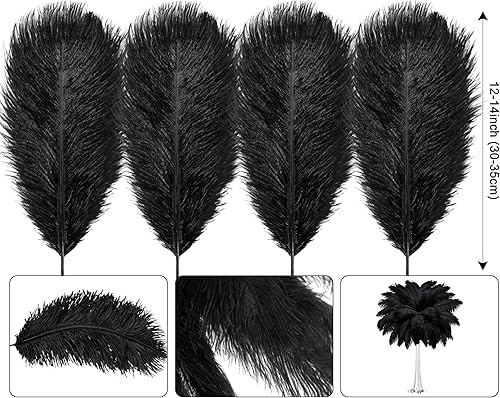 Miniatura 3 de meekoo Paquete de 6 jarrones de torre Eiffel y plumas de avestruz para centros de mesa de boda, jarrón de vidrio transparente de 14 pulgadas, plumas