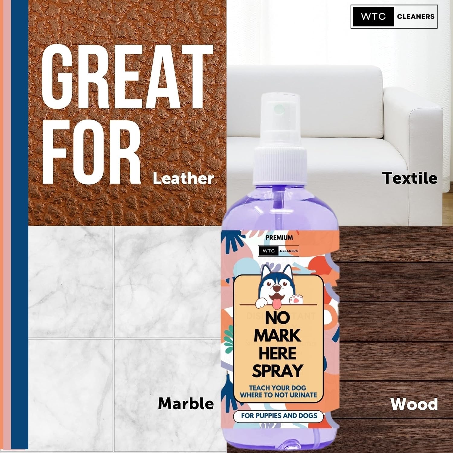WTC No More Marking Spray 250 ml | Train Your Pet Where Not to Urinate | Training Corrector for Puppies & Dogs (250 ml) 1