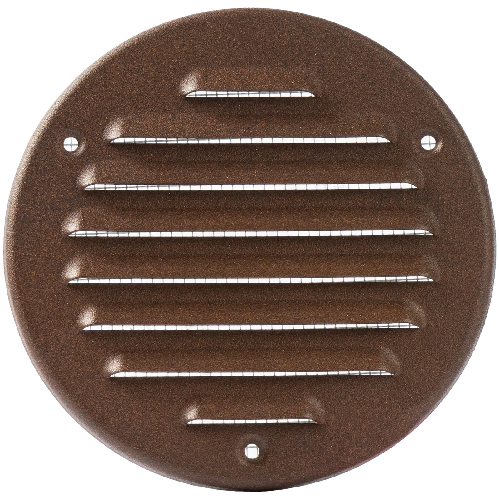 Vent Systems 100 mm / 3.94" Inch, Brown Metal Vent Cover, Round Soffit Air Vent Louver, Grille Cover, Built-in Mesh Screen
