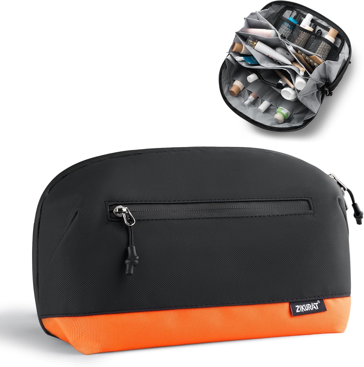 Zikurat Toiletry Bag for Men & Women, Travel Dopp Kit with Magnetic Pouch, Waterproof Zipper & Wet Dry Separation, 180° Lay Flat Cosmetic Organizer, Large Capacity Travel Essentials (S/M/L)