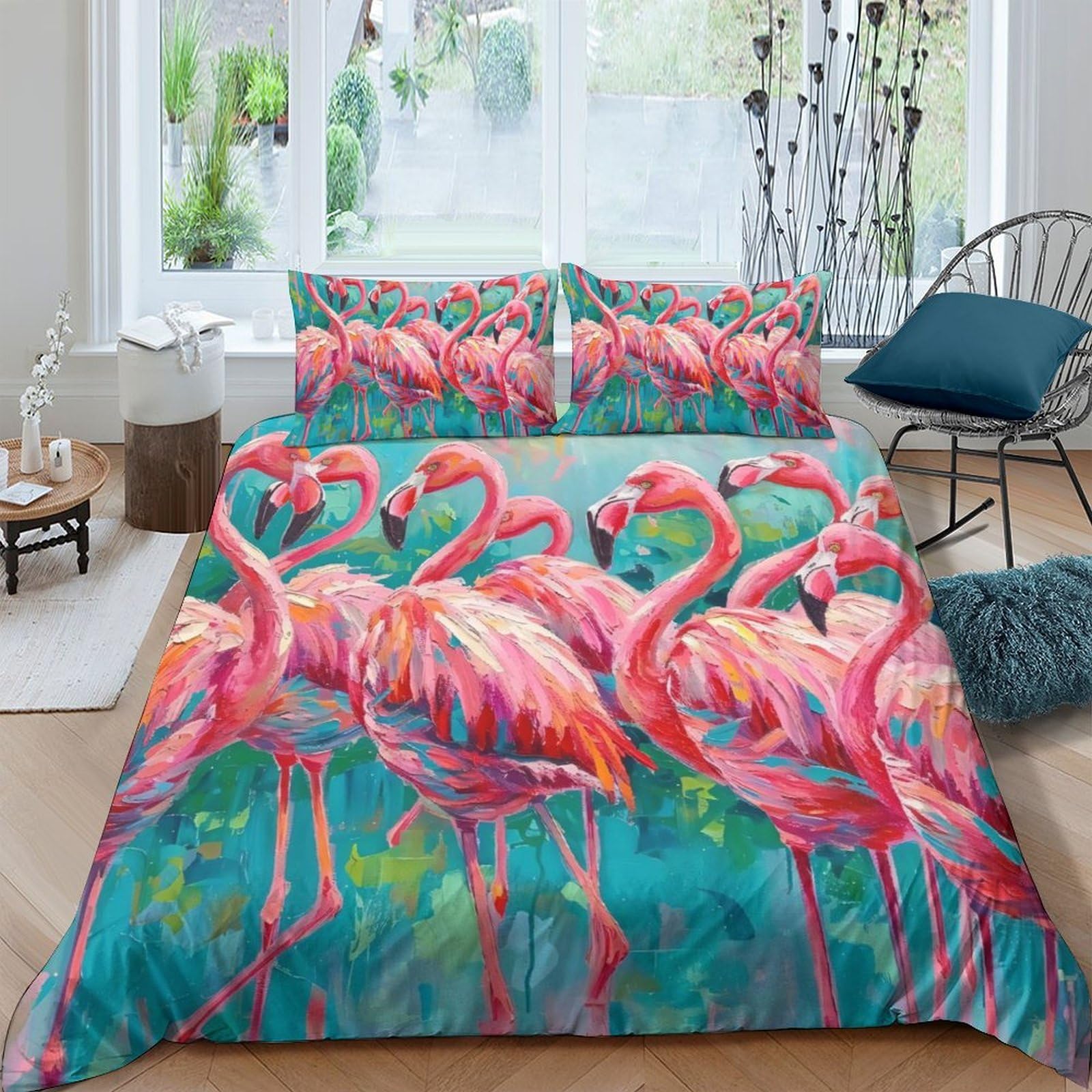 Ctjqhvkz Style-10 3D Printed Flamingo Art Fitted Sheet Microfiber Soft Breathable Tropical Birds Mattress Cover For Bedroom Guestroom Decor Single（135X200cm）