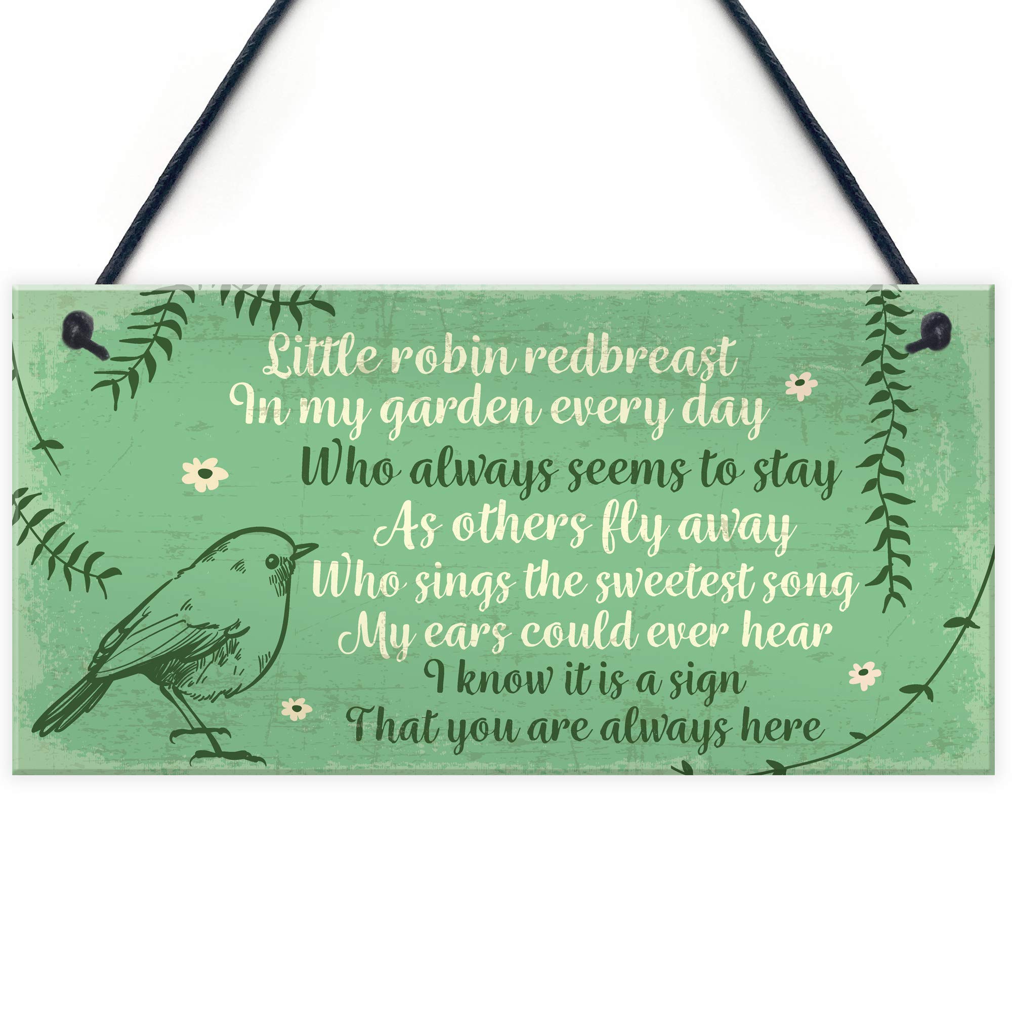 Red Ocean Green Robin Redbreast Memorial Bereavement Plaque Garden Grave Shed Sign Xmas