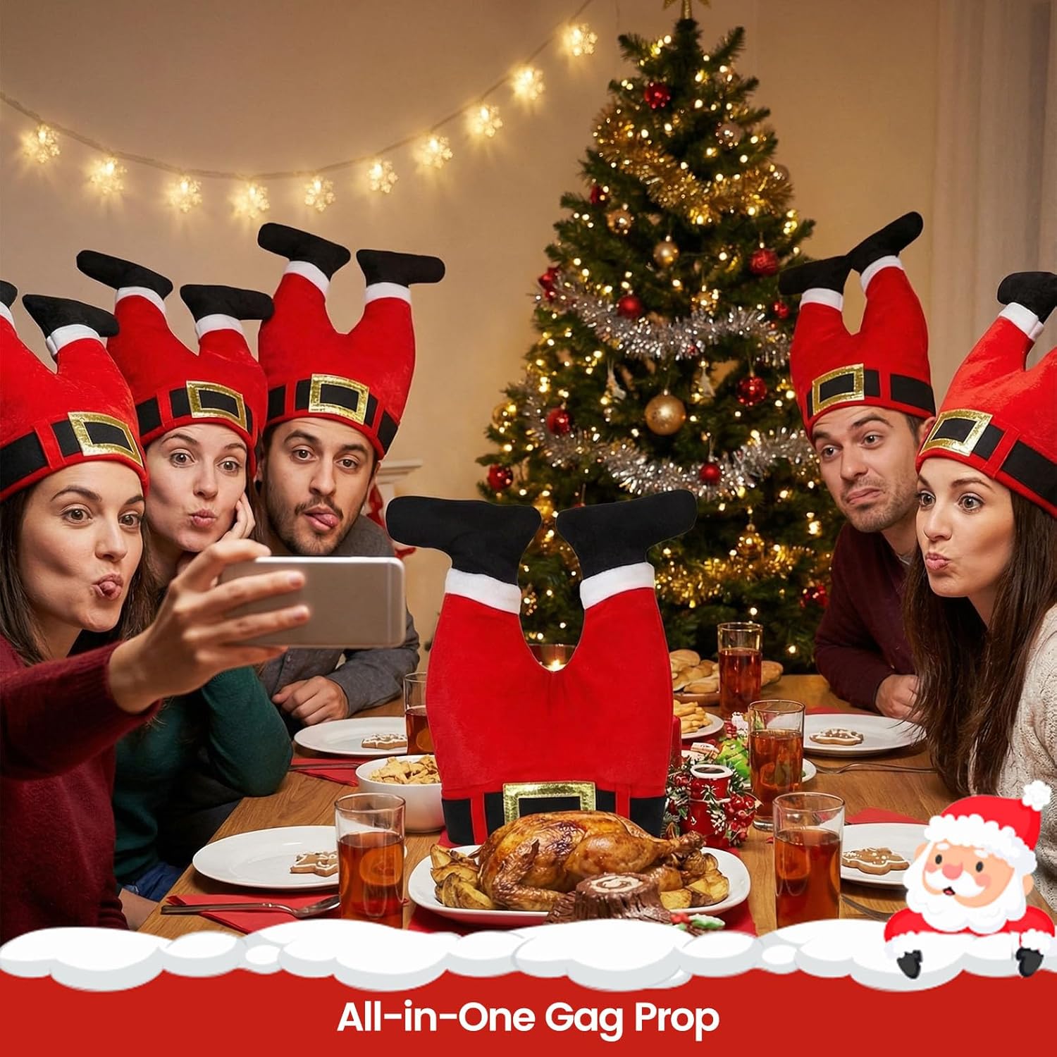 DomeStar Christmas Hat, Funny Hat Novelty Santa Hat Crazy Hats Elf Hat Santa Pants Hat - Image 4