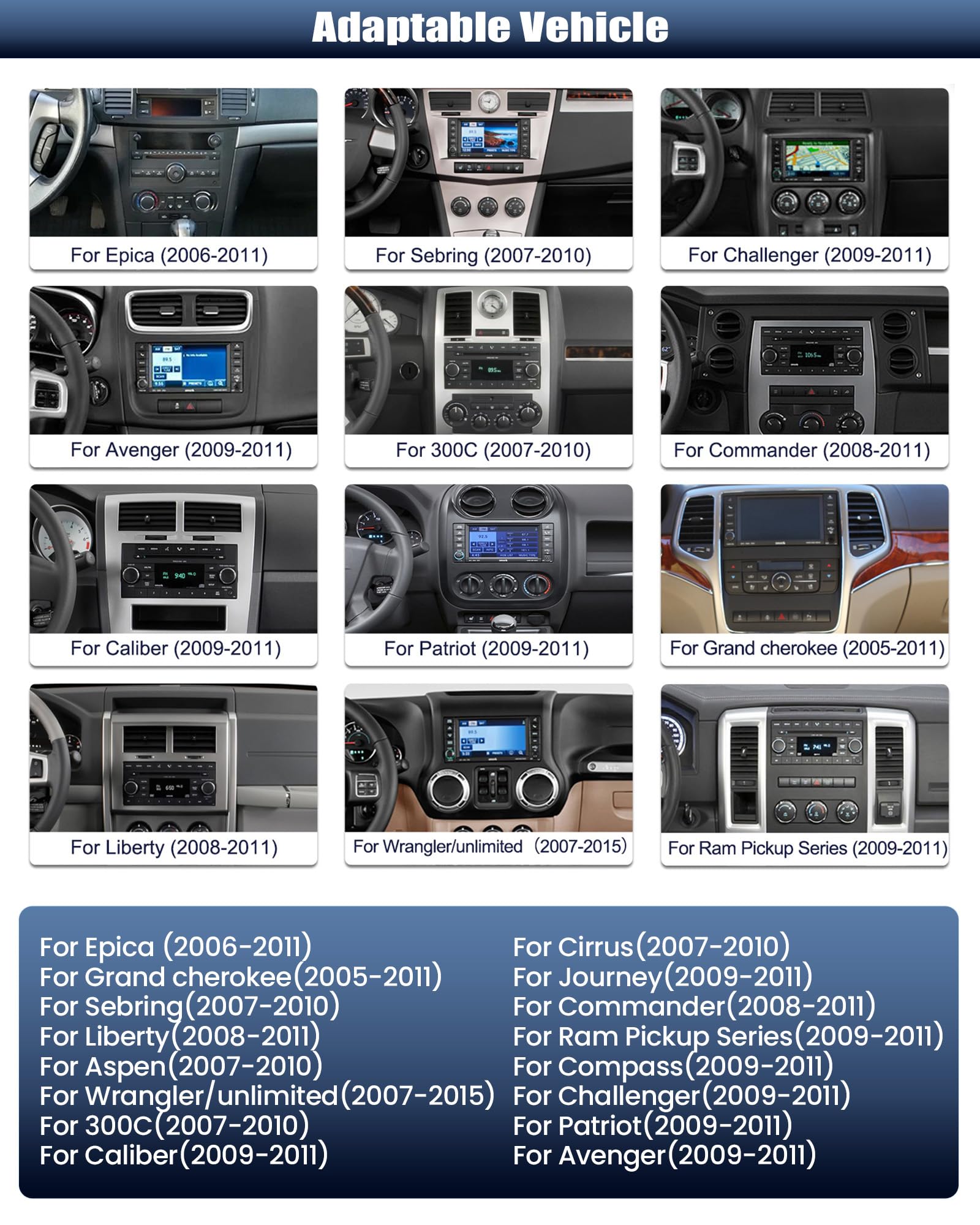 CAMECHO [4+64G] Android 15 Carplay Autoradio per Jeep Wrangler JK/Dodge/Chevrolet/Chrysler, Wireless Carplay Nav, 7 Pollici 2 Din Stereo con Bluetooth WiFi Android Auto Mirror Link GPS +Telecamera