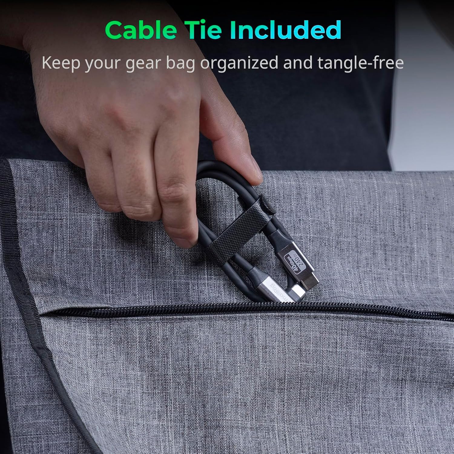 SMALLRIG USB4 40Gbps USB-C Cable, 240W Fast Charging & 8K@60Hz Video & 40Gbps Data Transfer, 60cm/23.6in Straight to Angled Connectors with Cable Tie, for MacBook for iPad Pro for iPhone - 5076 - Image 6