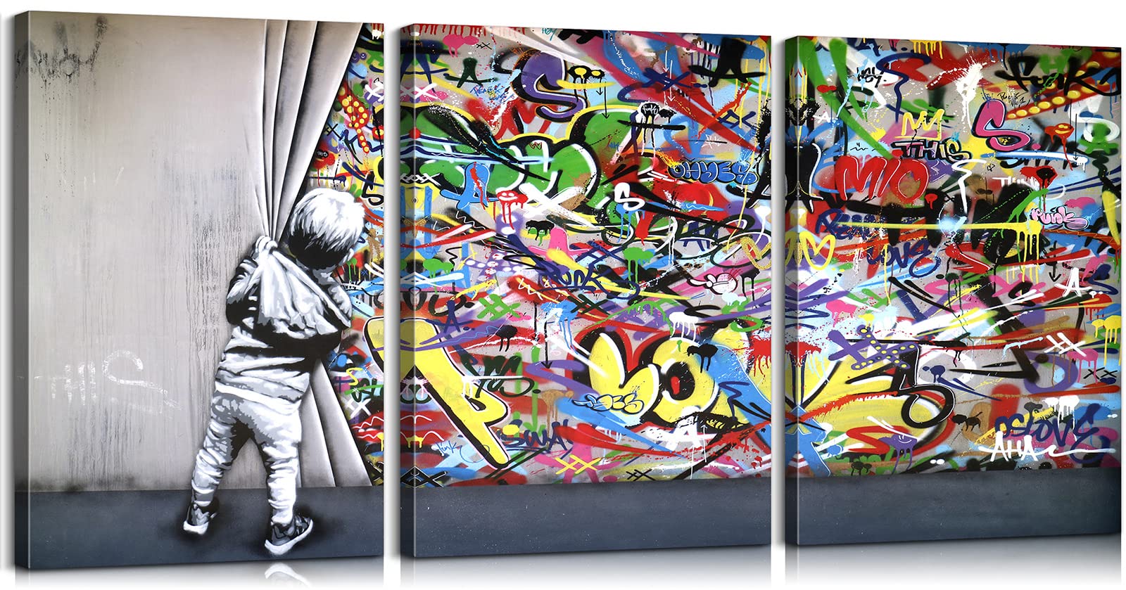 Amazon.com: 3 Pieces Banksy Canvas Street Art Canvas Wall Art