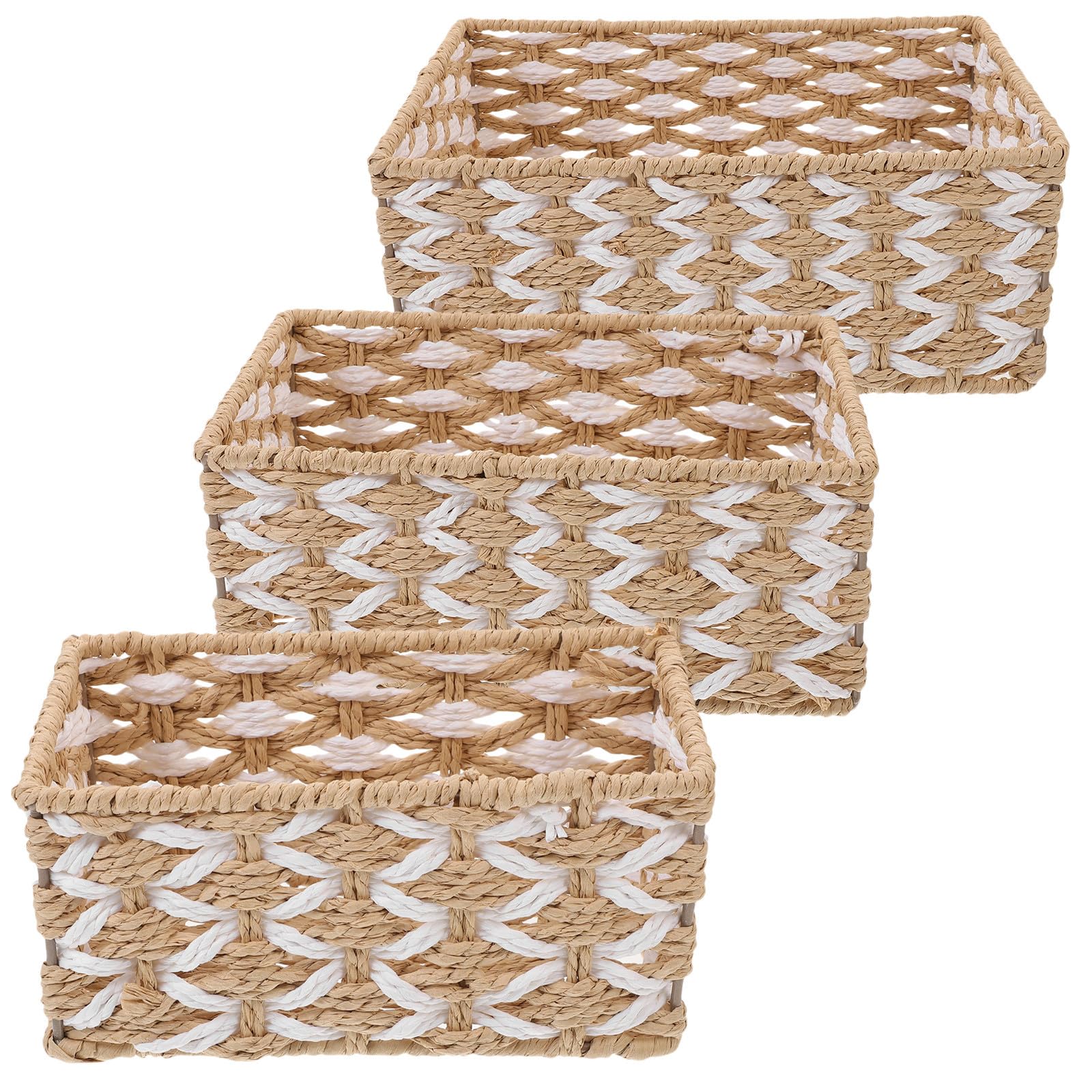 Panier rangement tressé pour chambre et salon : trio décoratif en papier