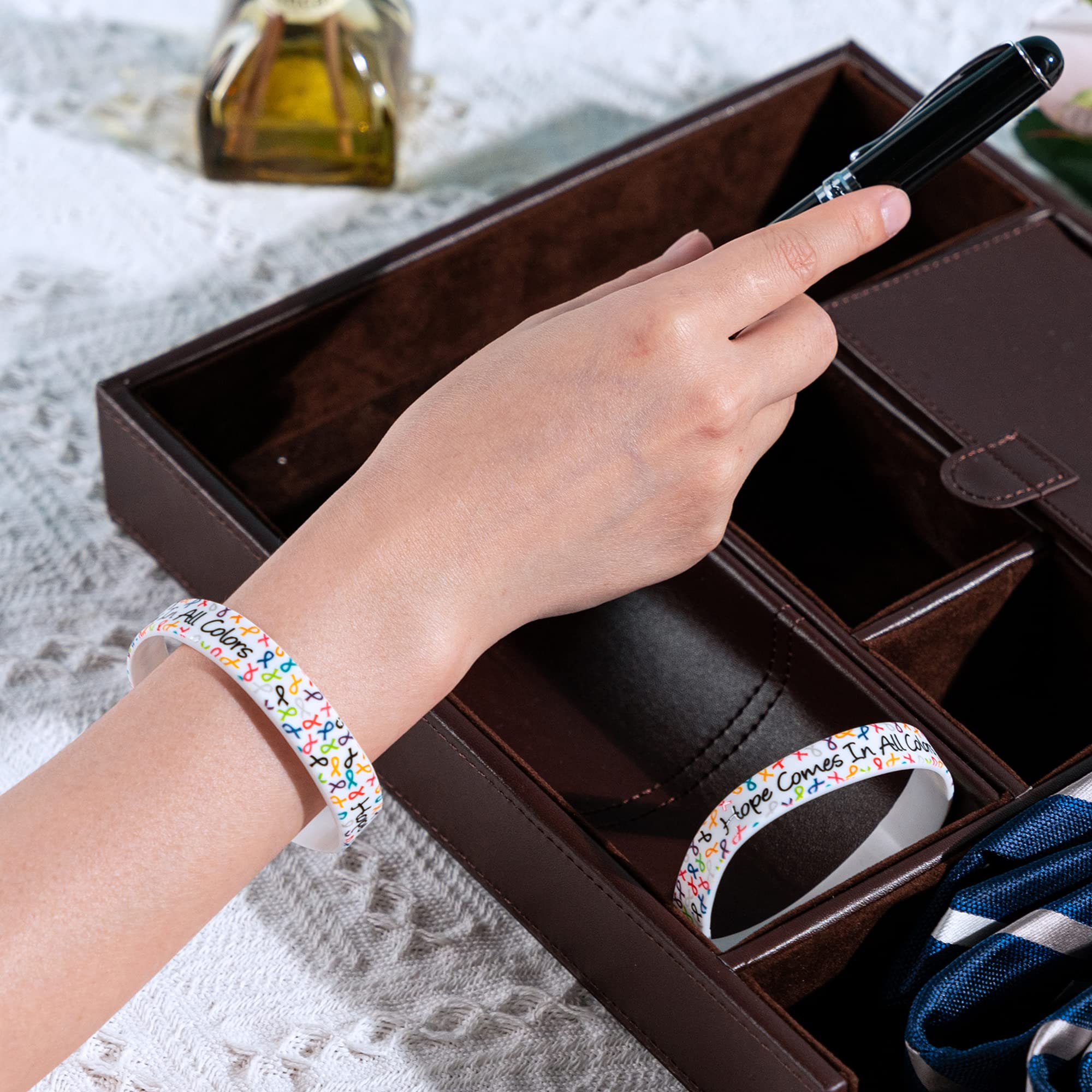 Fundraising For A Cause 50 Multi Colored Ribbon Silicone Bracelets (Wholesale Pack - 50 Bracelets) by