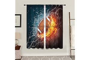 Football Curtains for Boys Bedroom - Rod Pocket American Football Sheer Curtains...