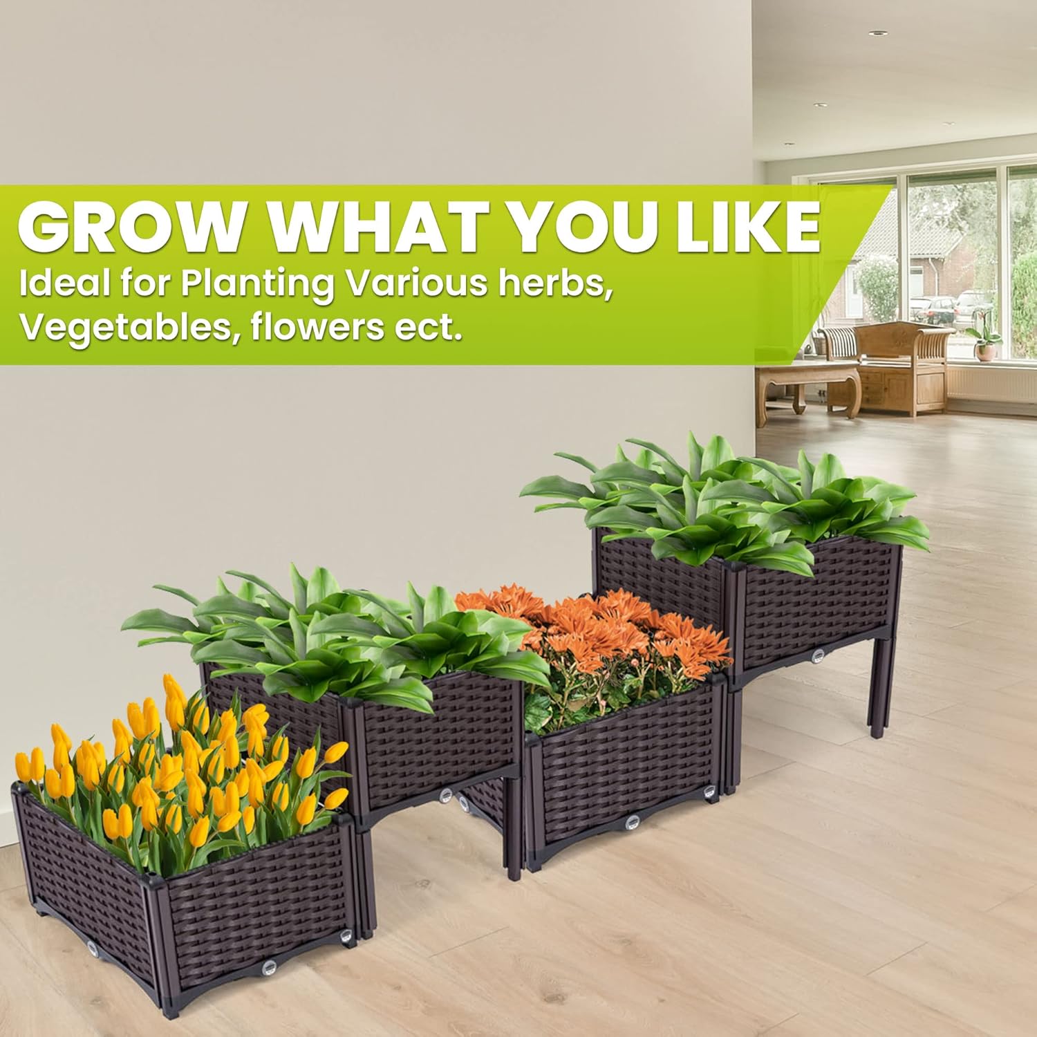 Raised Garden Beds | Vegetable Raised Plant Kit | Elevated Garden Bed with Legs | Self Watering Planter Box Ideal for Outdoor Gardening | Grow Flowers, Herbs & Vegetables with Ease