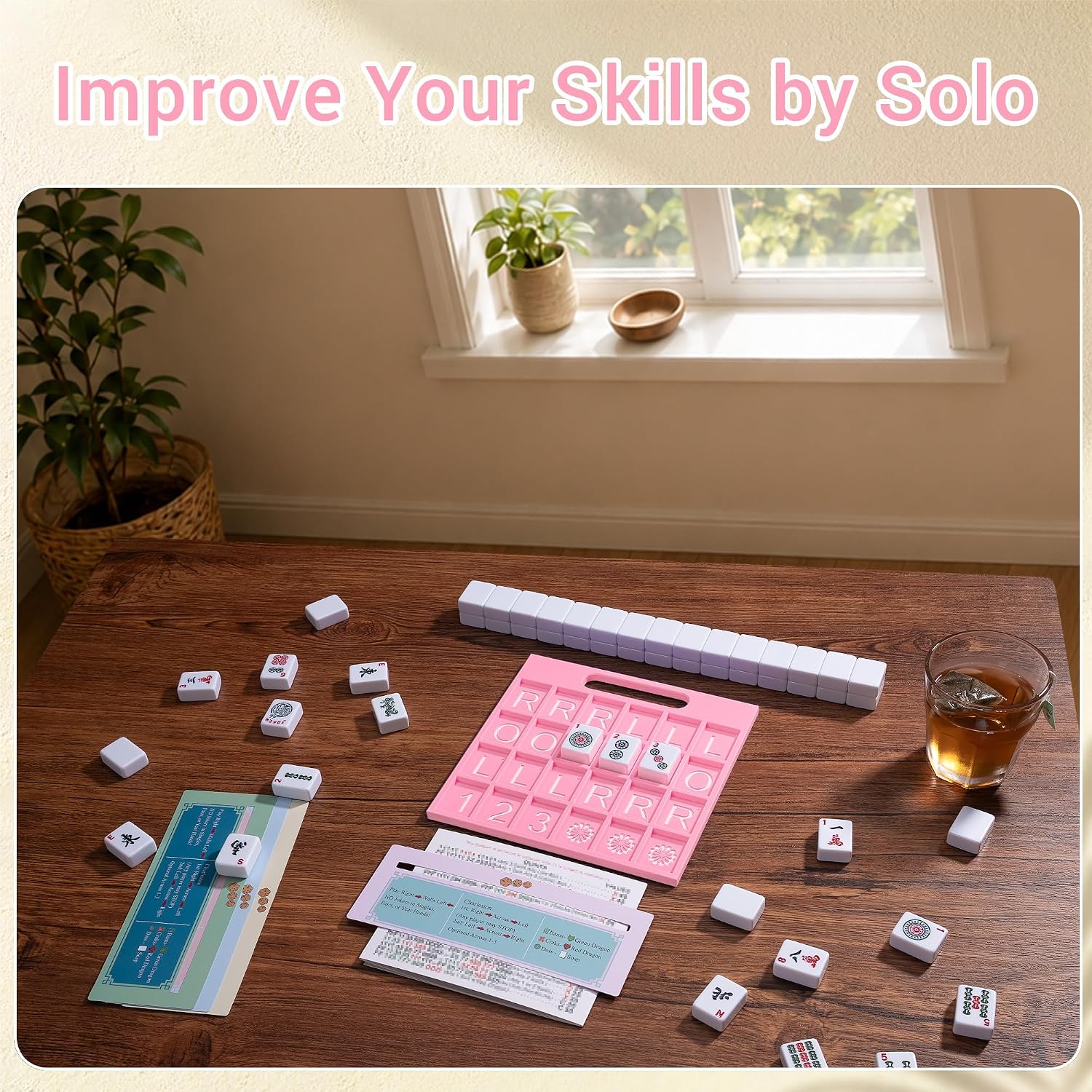 Solo Mahjong Board, Line Finder with Rule for Single Player Practice image 4