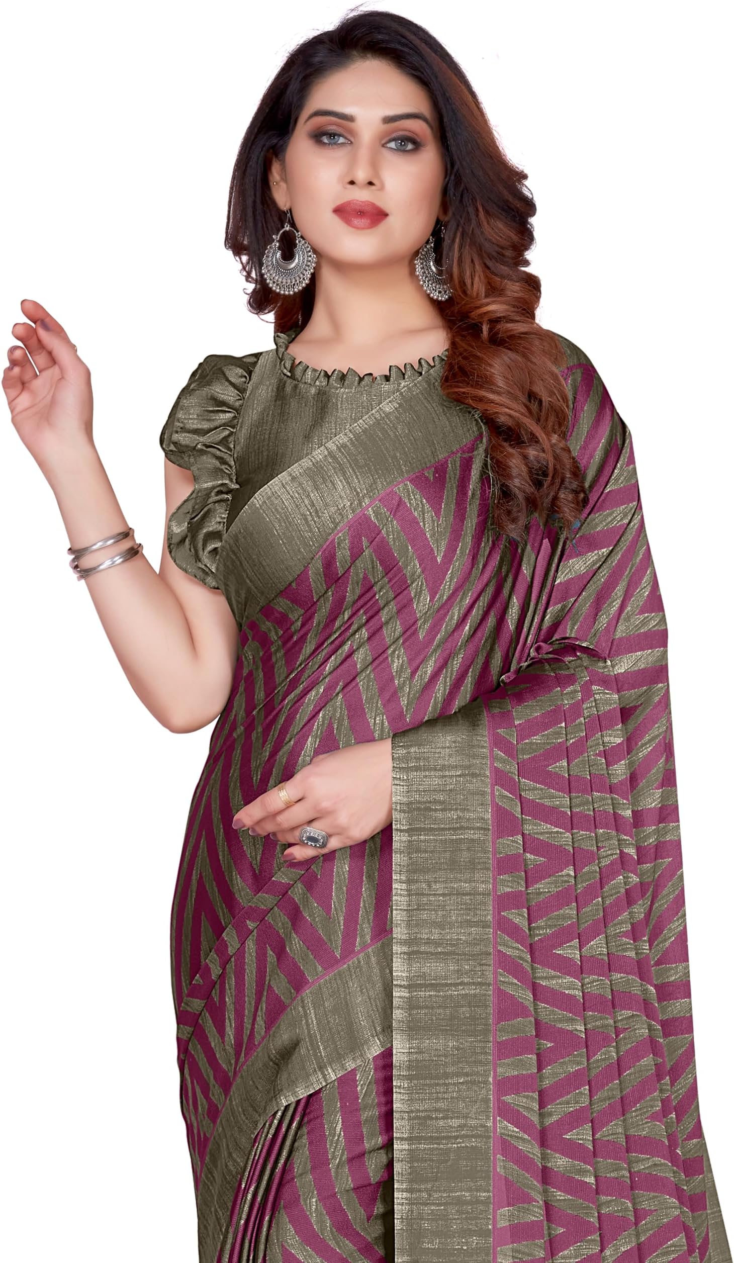 MIRCHI FASHION Women's Stylish Ethnic Chiffon Leheriya Printed Saree with Blouse Piece