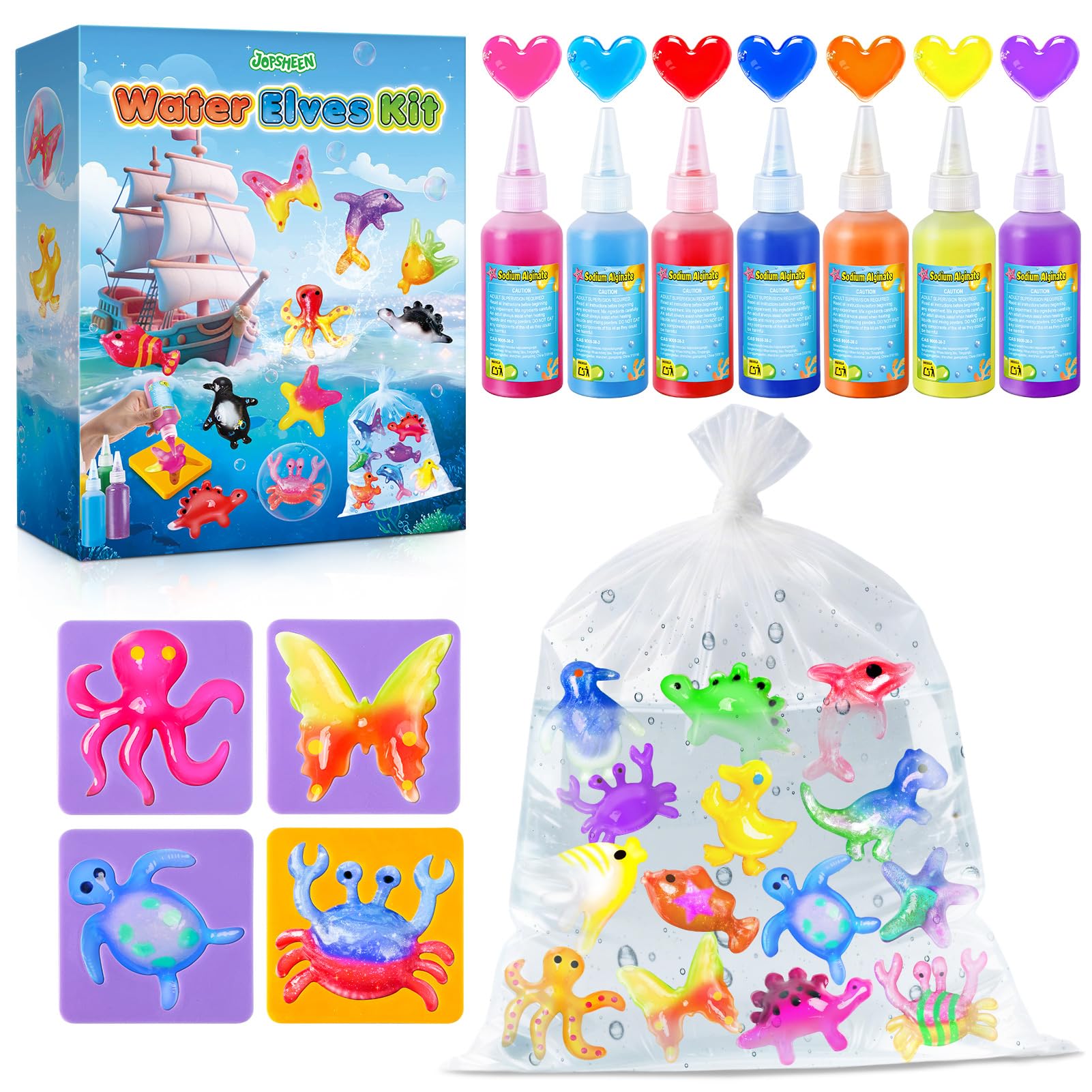 JOPSHEEN Magic Water Elf Kit - 7 Colours Squishy Maker for Kids, Crafts Birthday Gifts for Boys and Girls Age 5 6 7 8 9 10 11 12