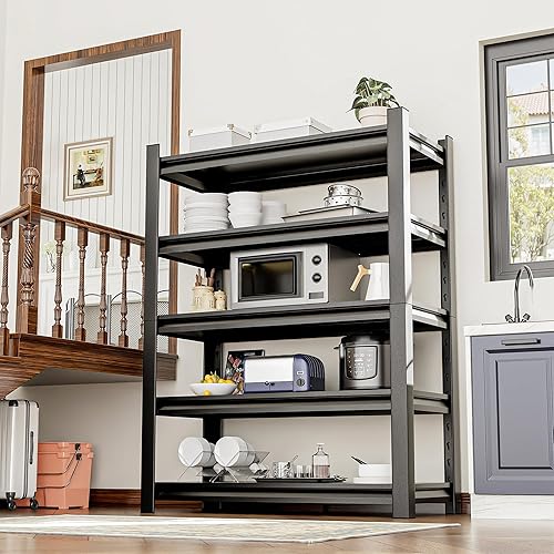 Miniatura 7 de Estantería de garaje de 78 pulgadas de alto, estantes de almacenamiento resistentes de 3000 bls, estantería de metal ajustable de 5 niveles fácil de