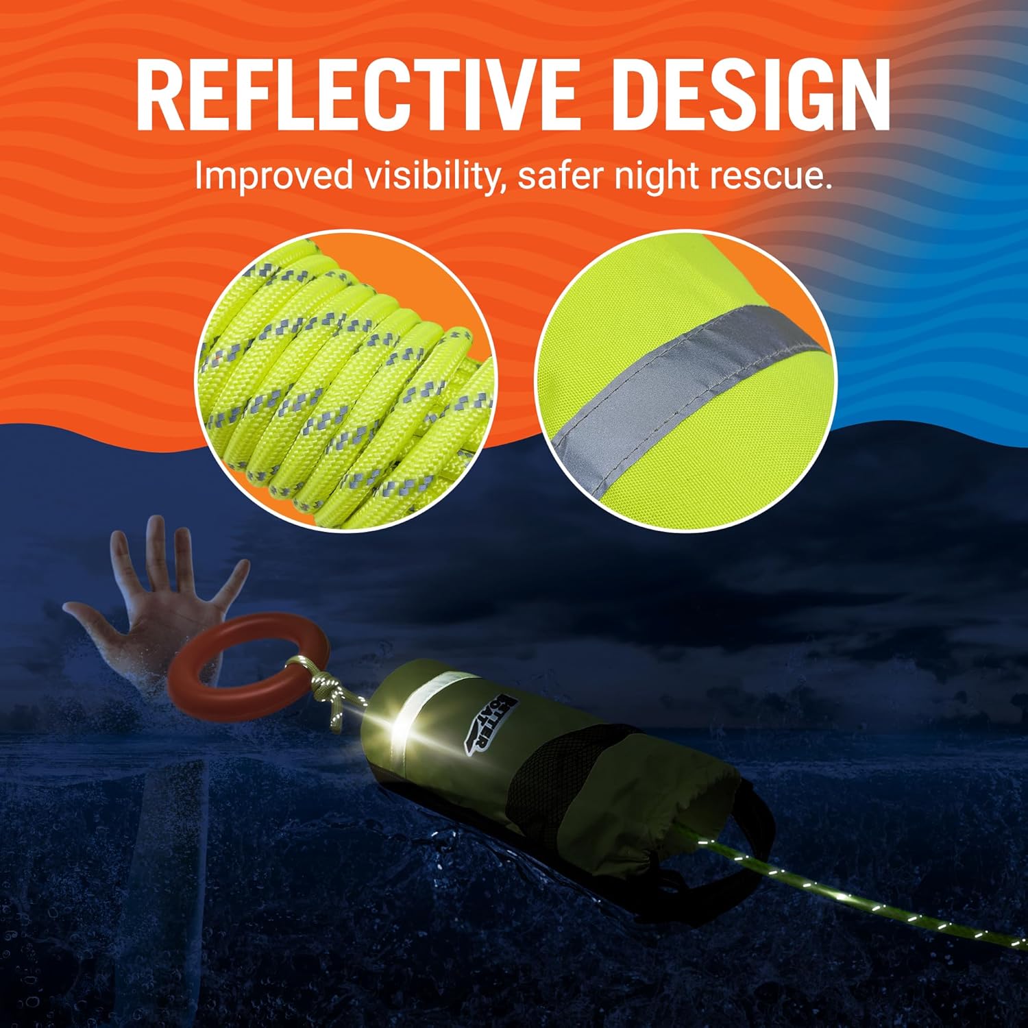 Better Boat Water Throw Bag for Rescue Rope, Water Rescue Equipment with Line Bag, Ideal for Kayak, Larger Boats, and Emergency Use