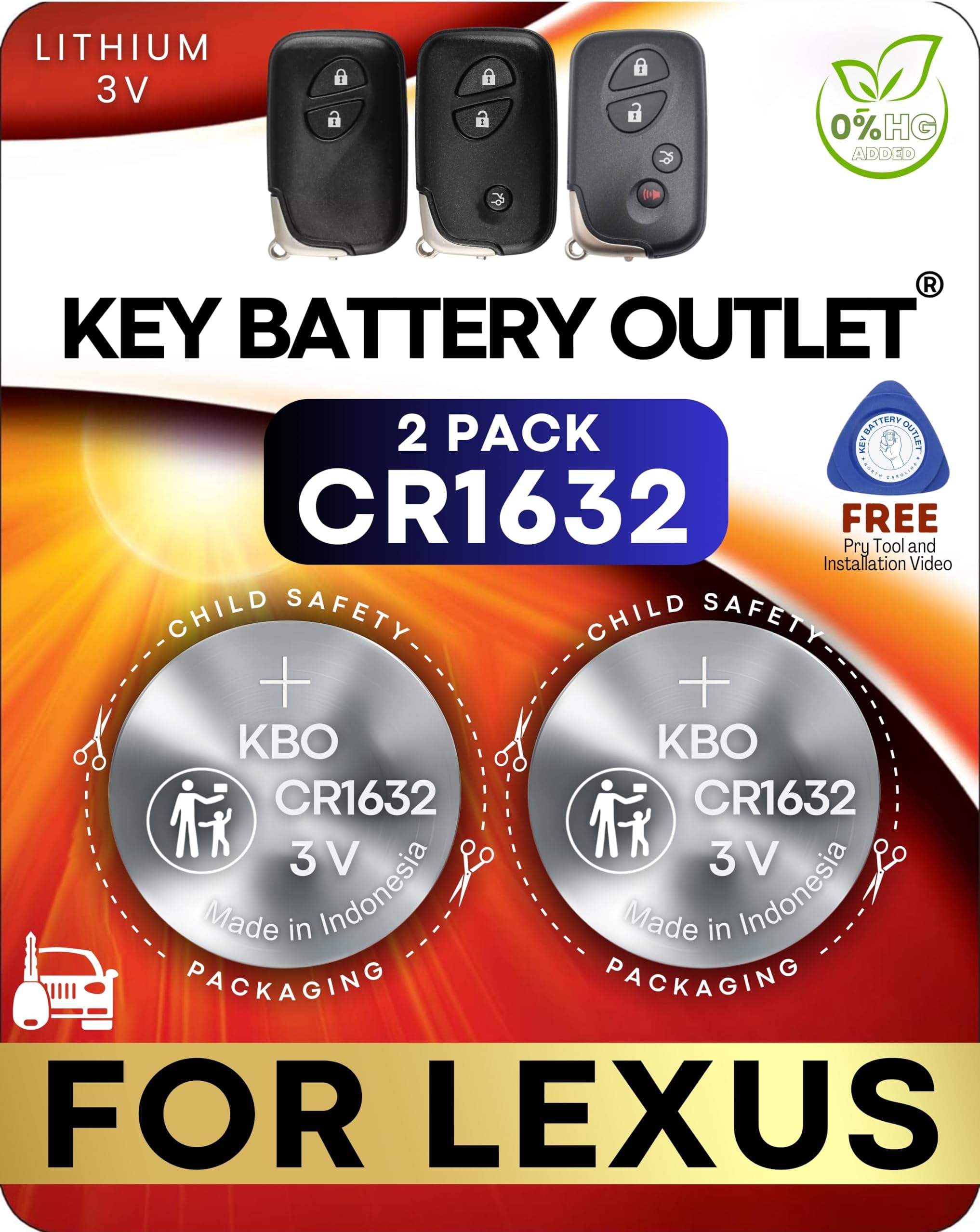 Key Fob Battery Replacement Kit - 2-Pack CR1632 Batteries - Compatible with LX - OEM Quality - Easy DIY Installation - Free Installation Tool and Video Guide