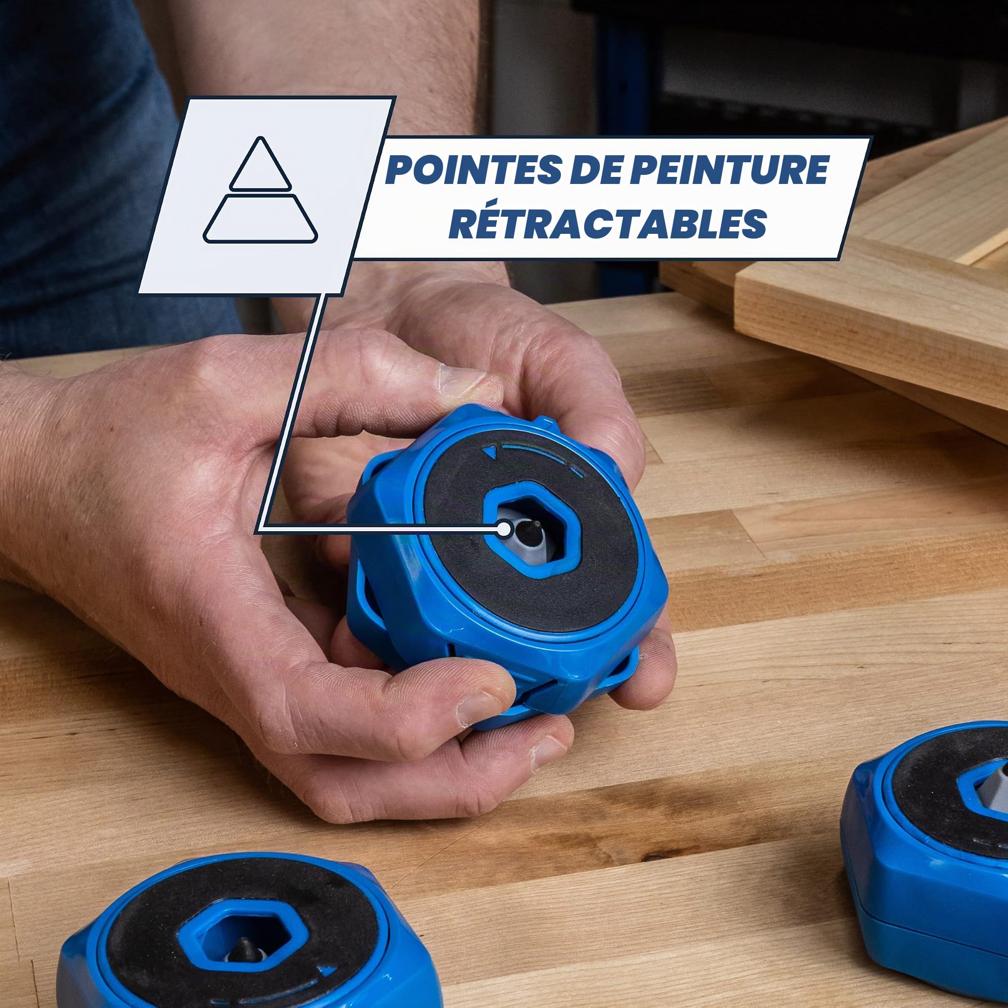 Blocs anti-dérapants Kreg, support de pièce stable avec pointe de peinture amovible, parfait pour le ponçage, le fraisage, le polissage, set de 4, capacité de charge de 90 kg