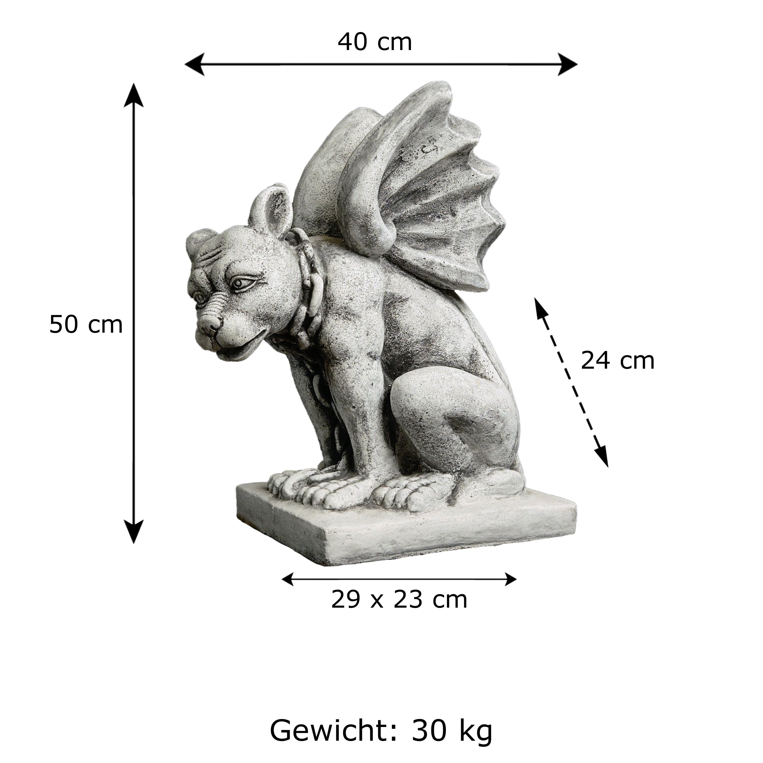 Gargoyle Antigelo In Pietra Steinfiguren Horn - Decorazione Da Giardino 45 Cm 7 Kg