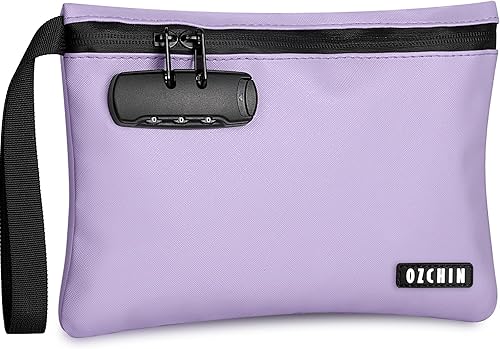 Miniatura 8 de OZCHIN Bolsa de almacenamiento con cerradura de combinación, bolsa de bloqueo con forro de carbono, funda impermeable con cerradura, gran regalo
