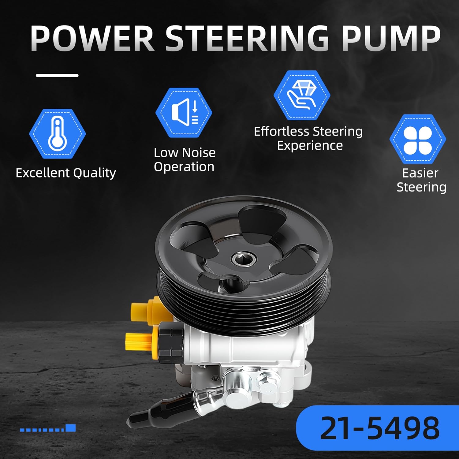 Power Steering Pump with Pulley, 2005-2012 for Toyota Avalon 3.5L V6, 2007-2011 for Toyota Camry 3.5L V6, 2007-2012 for Lexus ES350 3.5L V6, OE 21-5498, 215498, 555631, 4431033170