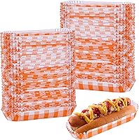 Vista 1 de 300 bandejas para perros calientes, bandejas de papel de 6 pulgadas, ecológicas, bandeja rectangular blanca acanalada para perros calientes, bandeja