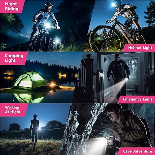 Miniatura 7 de Luz de bicicleta para montar por la noche, luces de bicicleta de montaña de carretera súper brillante 360 giratorio con tipo C y batería de descarga
