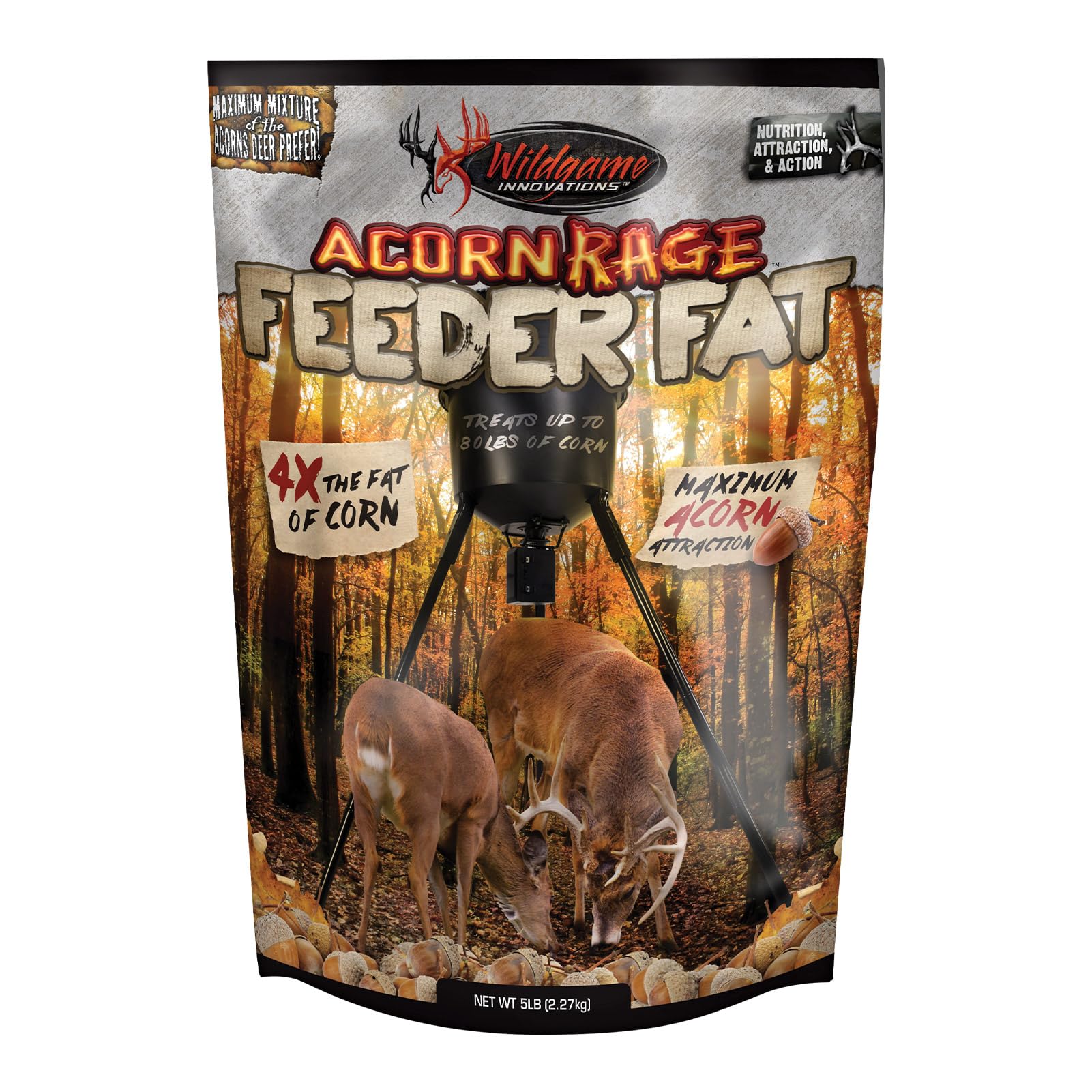 Acorn Rage Feeder Fat Deer Attractant | Effective Year-Round Concentrated Nutritious High-Fat Pellets with Real Acorns, 5lb Bag