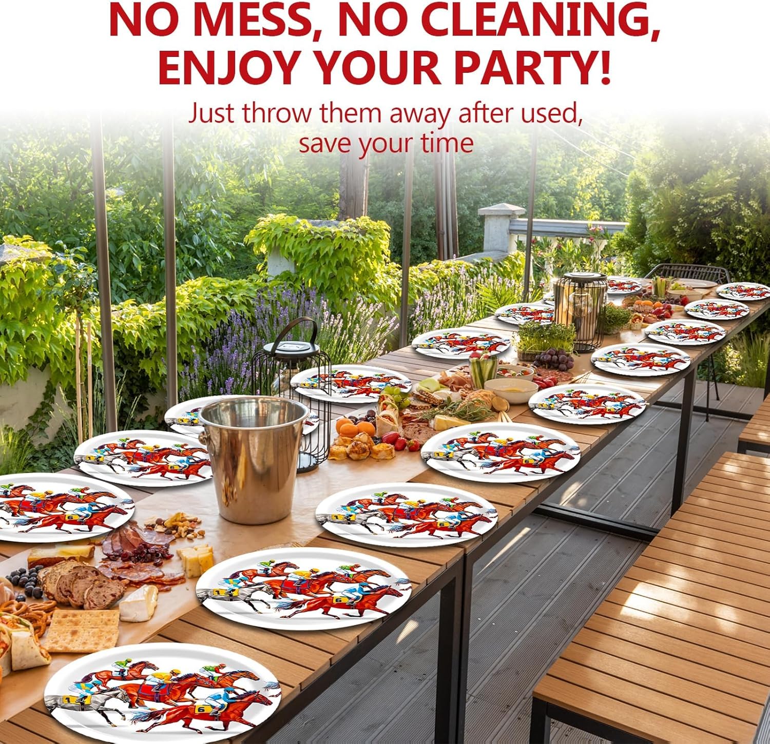Qyeahkj 50 PCS Kentucky Horse Oval Paper Plates - Large 11' Disposable Party Decorations for Kentucky Horse Party Tableware Set