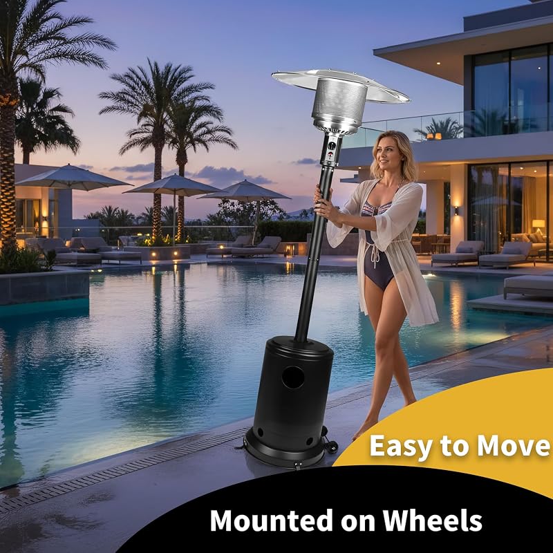 Ignovate 50,000 BTU Outdoor Propane Patio Heater with Wheels – Durable Powder-Coated Steel Gas Heater with Easy Ignition & Safety Shut-Off for Patio, Backyard, Garden, Restaurant image 5