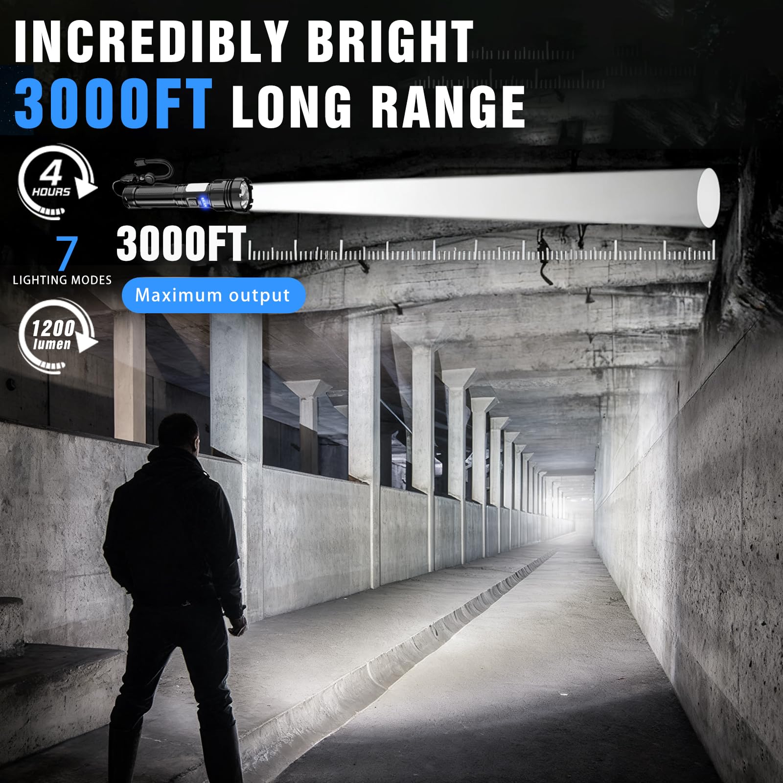 Linterna LED superbrillante, recargable, de alto lúmenes, con 5 modos de zoom, impermeable, para camping, niños, adultos, exteriores, senderismo, emergencia (L377-1 paquete)