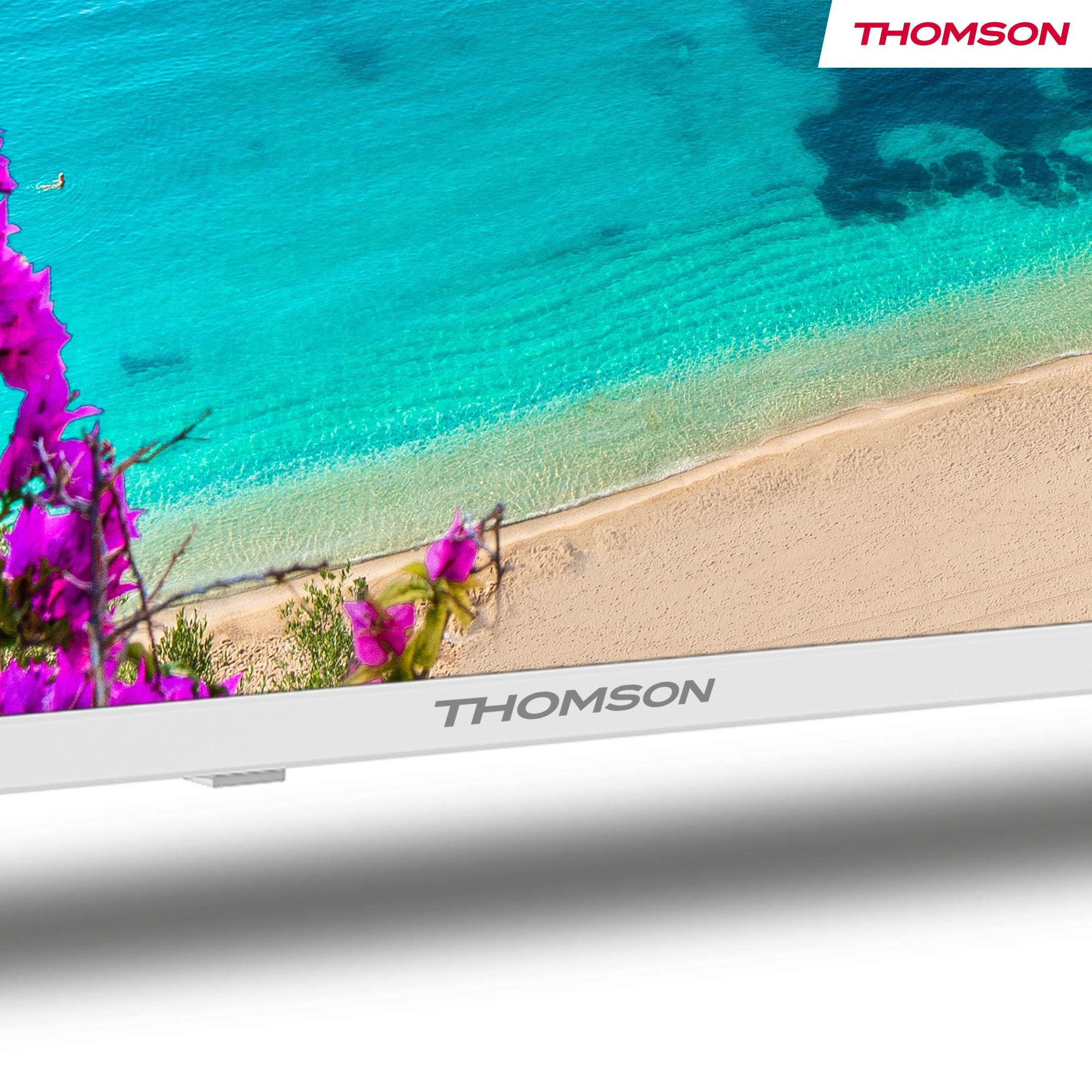 THOMSON 43 calowy (109 cm) 4K Ultra HD Biały Smart Android TV, Google Assistant, Wi-Fi, Dolby Digital, Bluetooth, Triple-Tuner (Kabel/Satelita/Antena), HDMI, CI+, A+ Płyta – 43UA5S13W