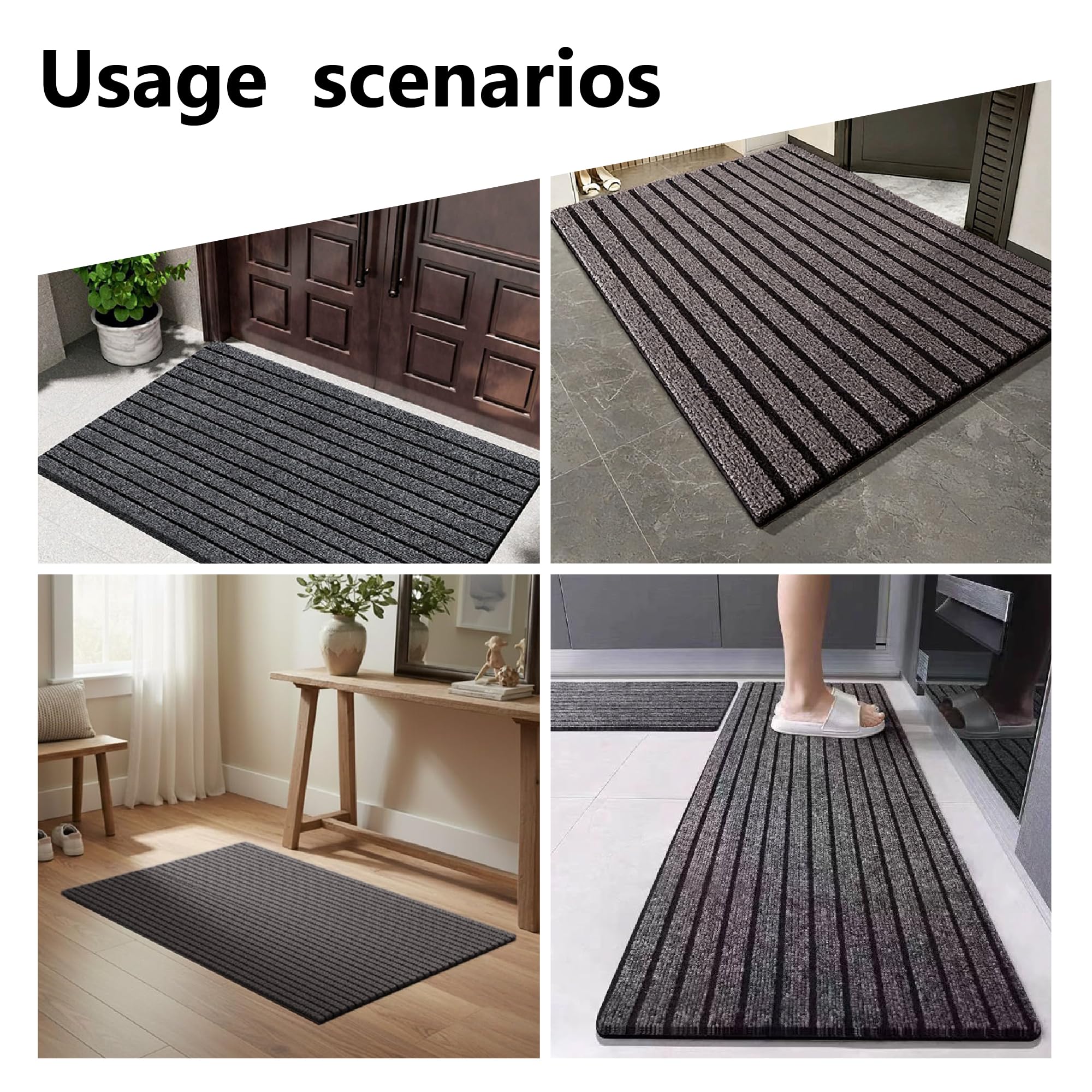 Fußmatte Außen 120 x 134 cm Schmutzfangmatte Flach, Saugfähig Schmutzfang Teppich für Haustür für Innen Außen für Eingang, Haustür, Flur Innen, Grau