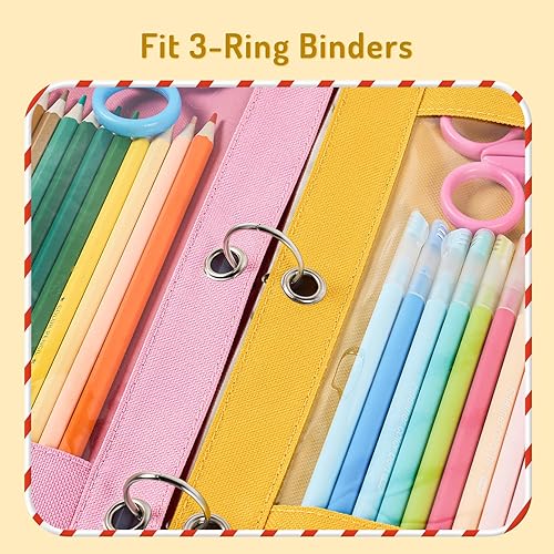 Miniatura 9 de Forvencer Estuche para lápices para carpeta de 3 anillas, bolsa para lápices con cremallera suave, estuche transparente para ventana para carpeta,