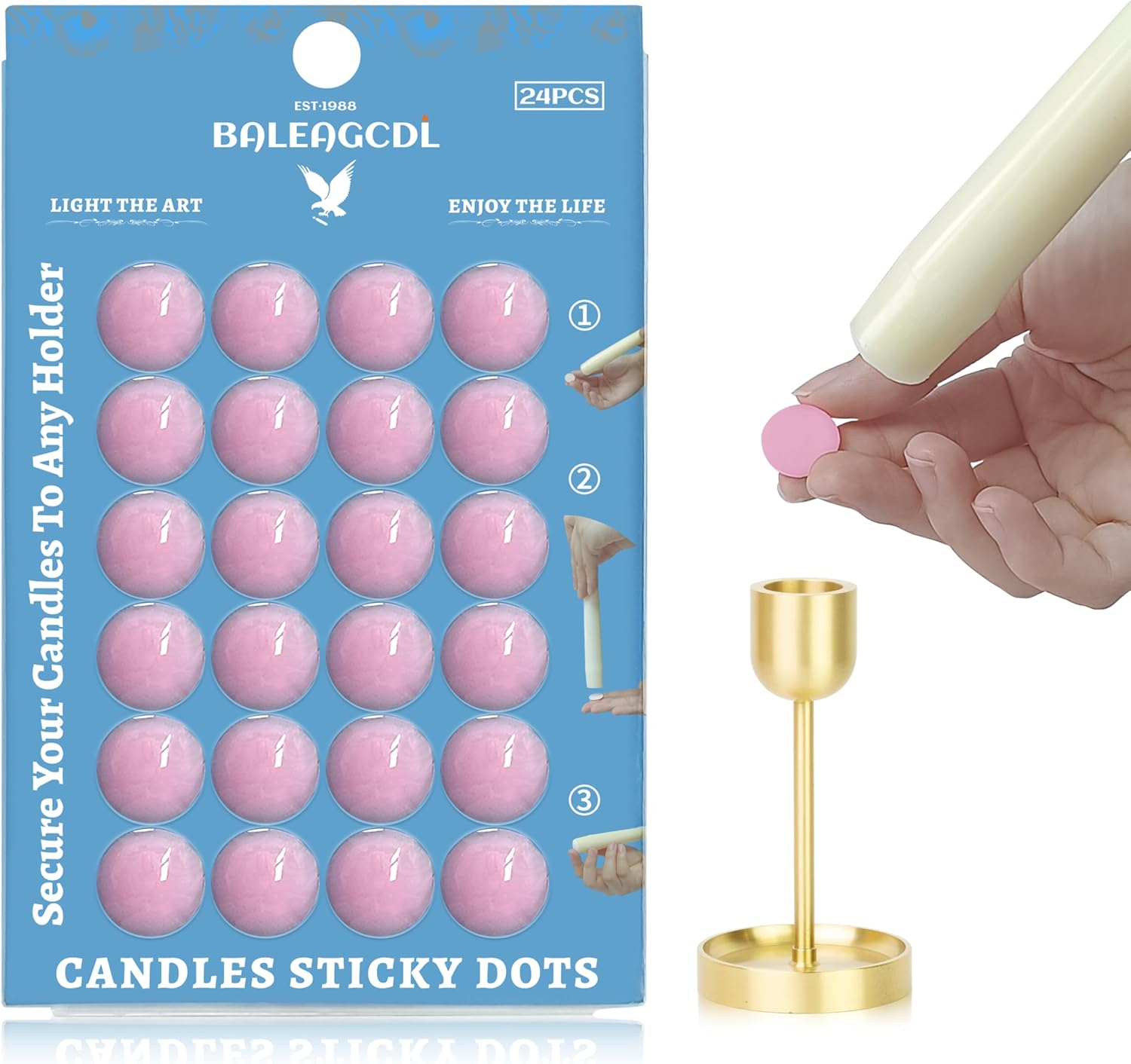 Taper Candle Sticky Dots - White Wax Candle Adhesive Dots for Secure Candle Placement - Easy Clean and Traceless Adhesive for DIY Projects - Pack of 96