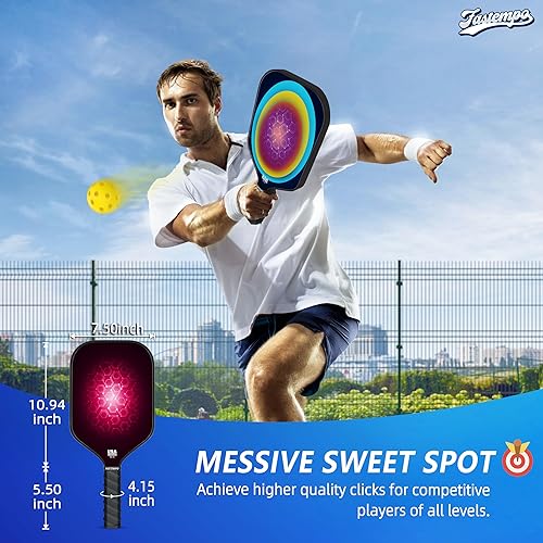 Miniatura 6 de Pickleball Paddles Set of 2,Non-Slip Grip,Composite Carbon and Graphite Face,USAPA Approved Pro Pickleball Set with 4 Pickleball Balls Outdoor